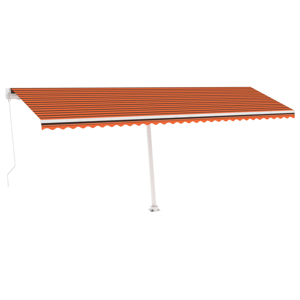 Vidaxl Luifel estendibile manualmente con arancione LED 600x350 cm e marrone