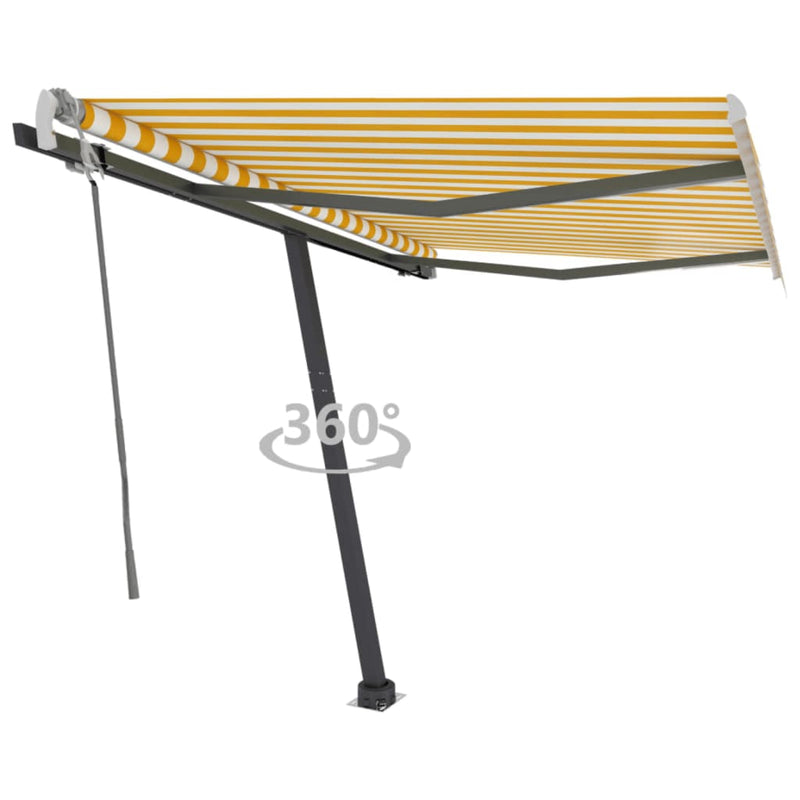 Vidaxl Luifel distaccato manualmente estende 300x250 cm giallo e bianco