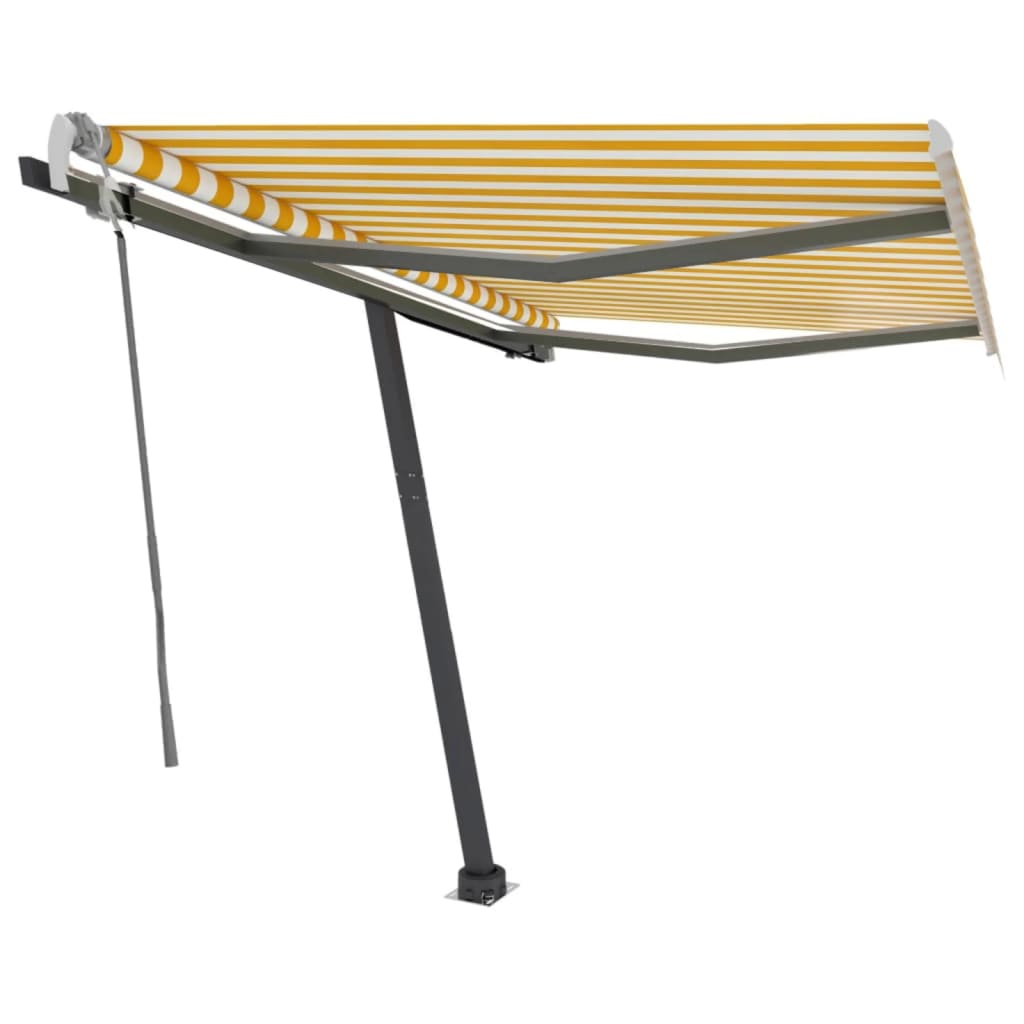 Vidaxl Luifel estendibile manualmente con LED 300x250 cm giallo e bianco