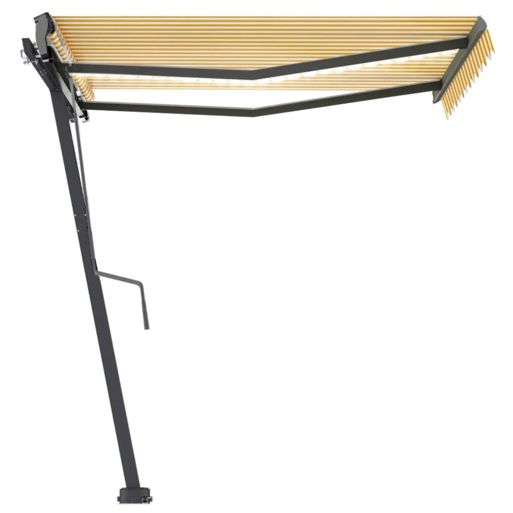 Vidaxl Luifel estendibile manualmente con LED 300x250 cm giallo e bianco