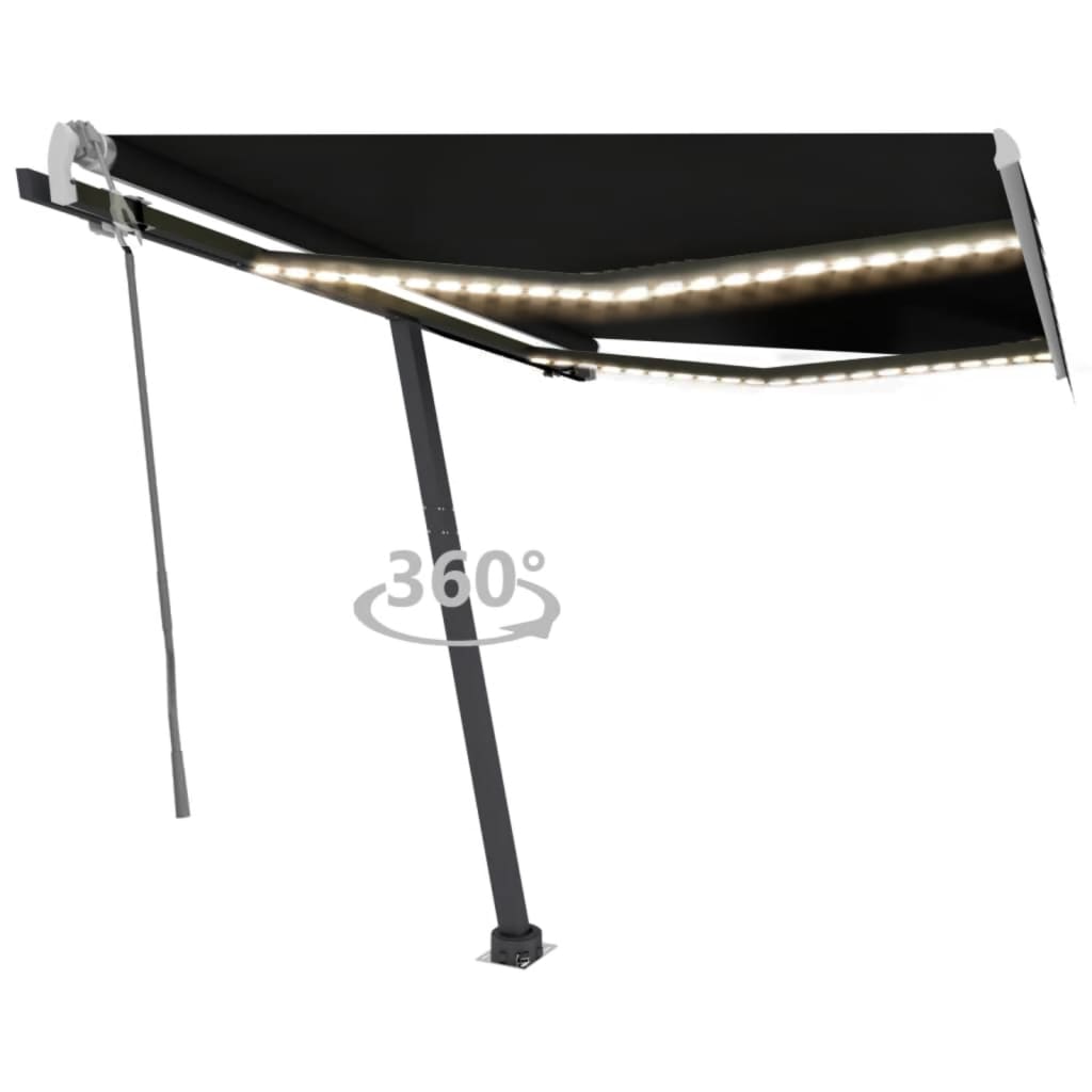 Vidaxl Luifel se puede extender manualmente con color antracita LED 300x250 cm