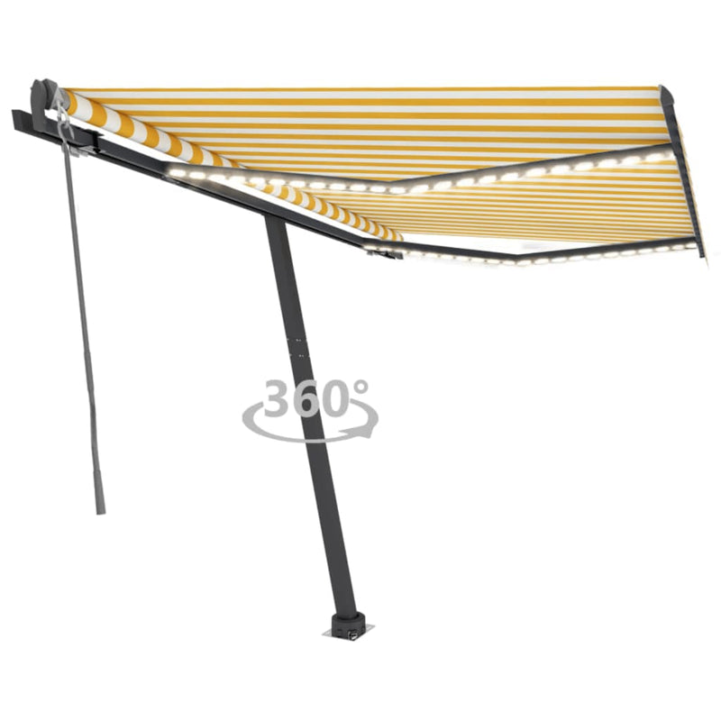 Vidaxl Luifel automatico con LED e sensore del vento 300x250 cm giallo e bianco