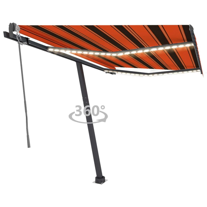 Vidaxl Luifel automático con sensor de viento LED 300x250 cm de color naranja