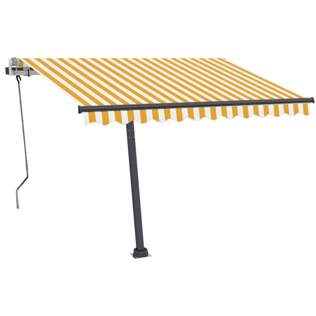 Vidaxl Luifel se puede extender manualmente con LED 350x250 cm amarillo y blanco