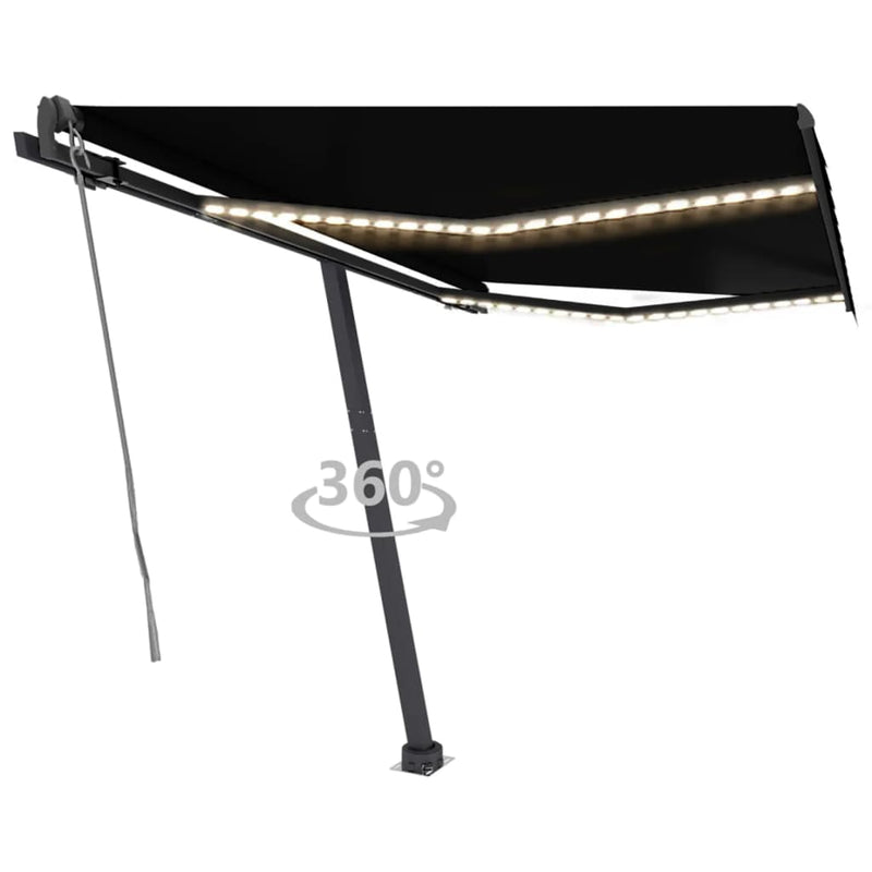 Vidaxl Luifel automatico con LED e sensore del vento 350x250 cm Antracite