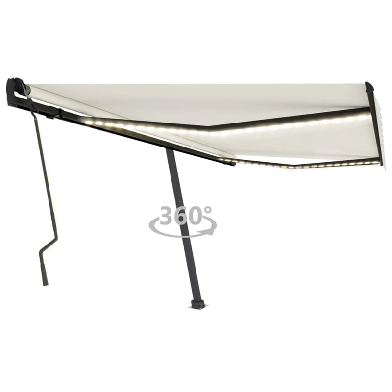 Vidaxl Luifel estendibile manualmente con crema a LED 400x300 cm