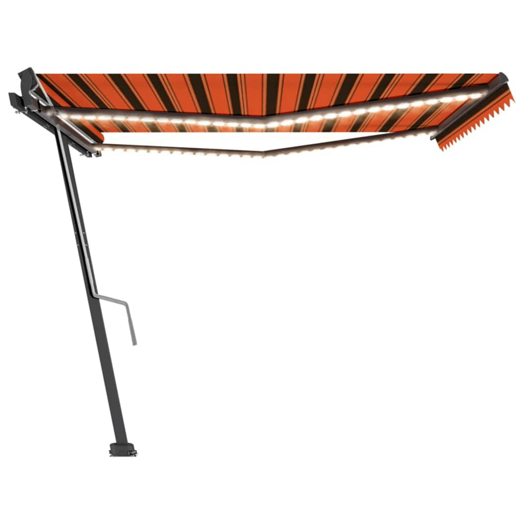 Vidaxl Luifel se puede extender manualmente con LED 400x300 cm de naranja y marrón