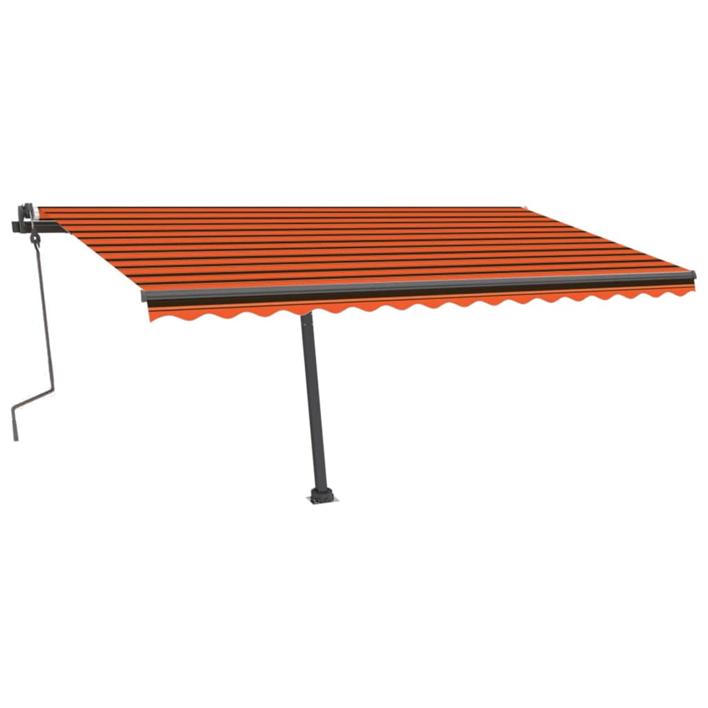 Vidaxl Luifel se puede extender manualmente con LED 400x300 cm de naranja y marrón