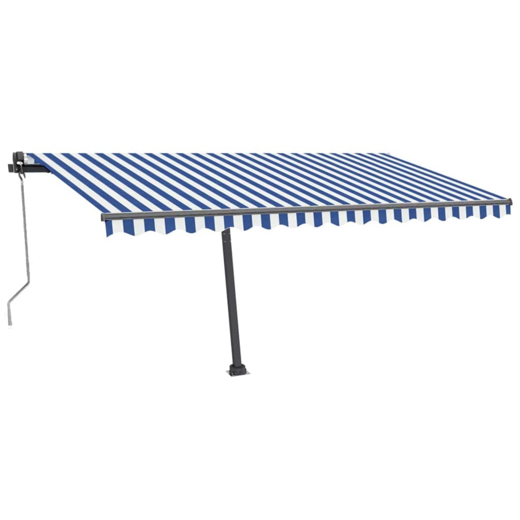 Vidaxl Luifel automático con sensor LED y viento 400x300cm azul y blanco