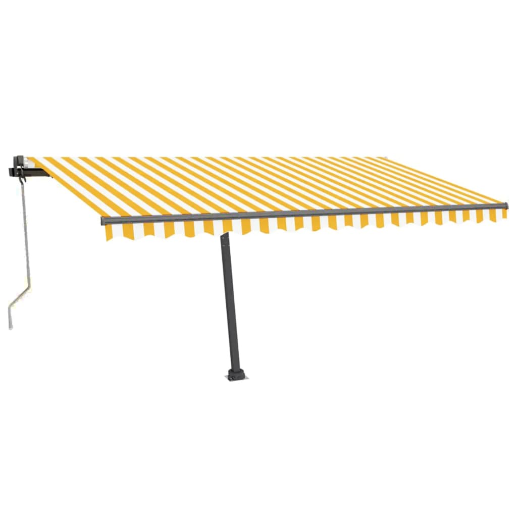 Vidaxl Luifel automático con sensor de LED y viento 450x300 cm amarillo y blanco