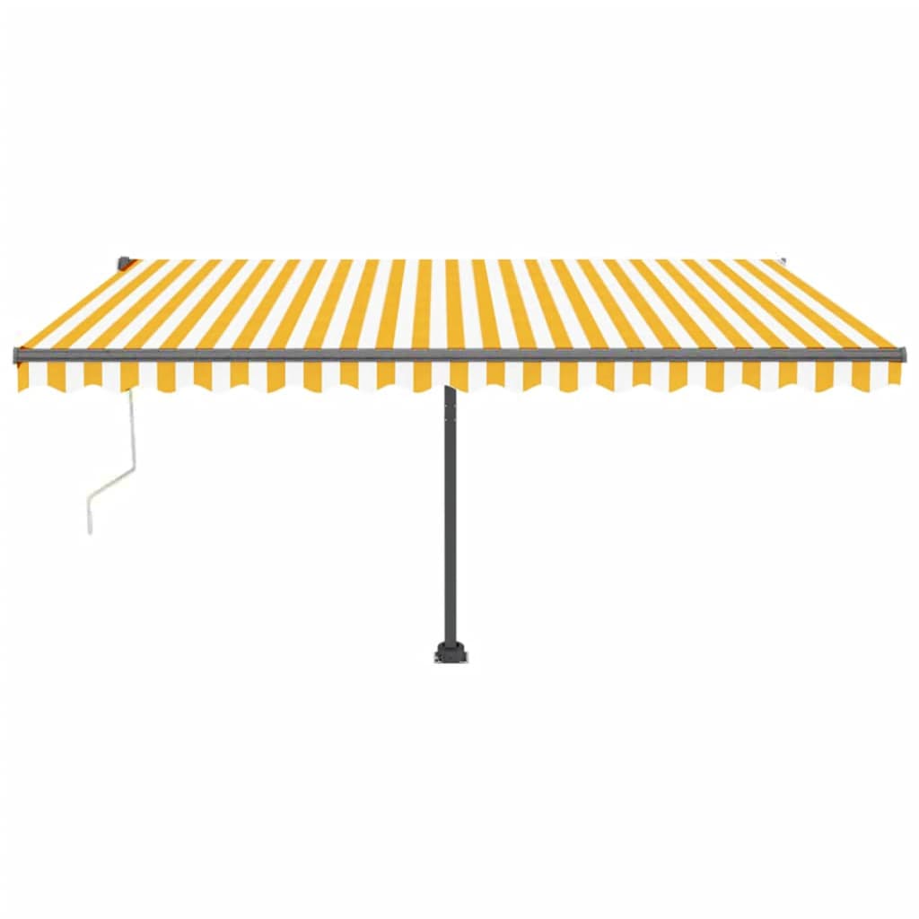 Vidaxl Luifel automático con sensor de LED y viento 450x300 cm amarillo y blanco