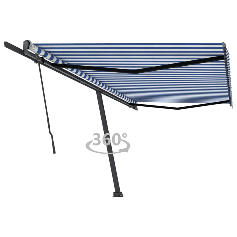 Vidaxl Luifel distaccato manualmente estende 500x300 cm blu e bianco
