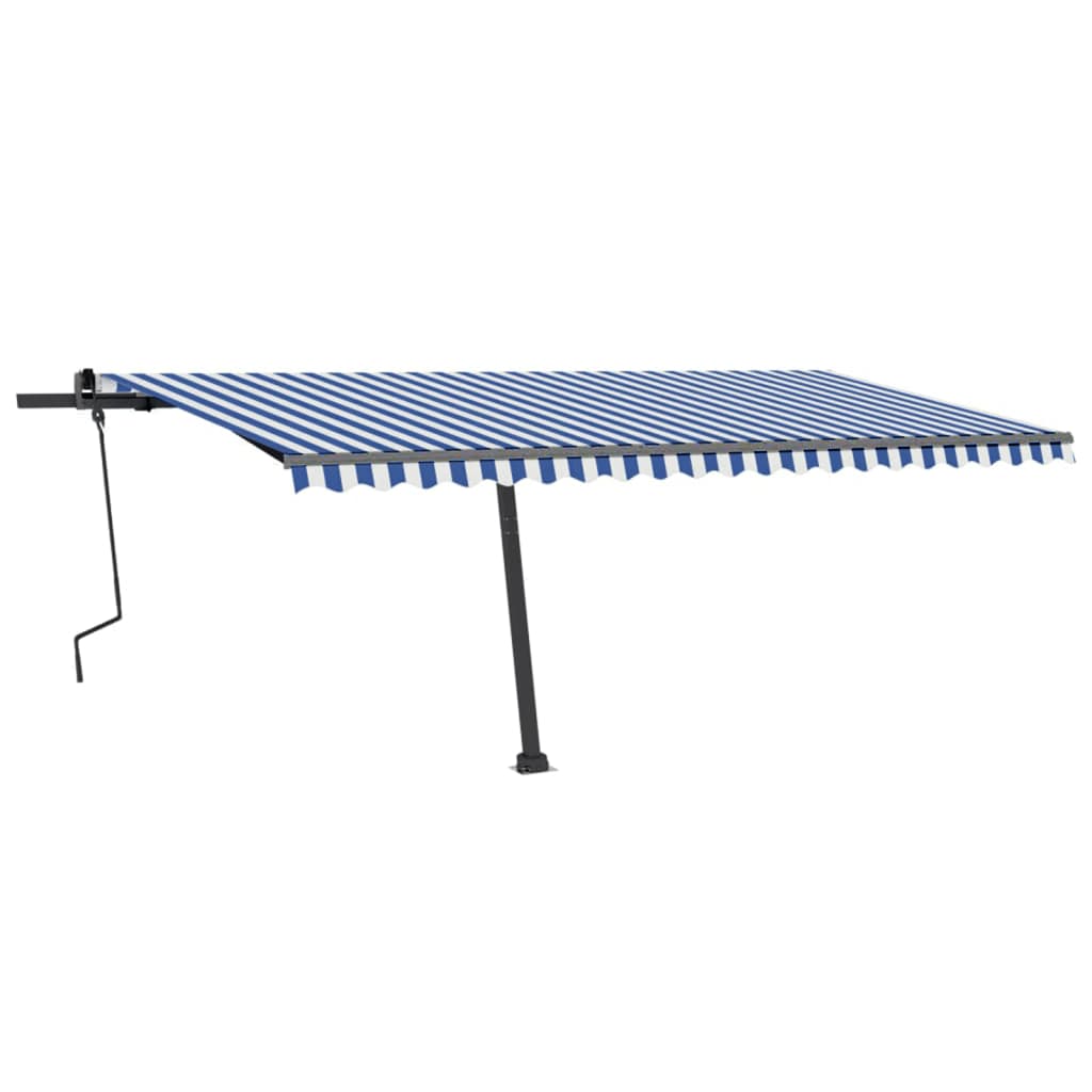 Vidaxl Luifel estendibile manualmente con LED 500x300 cm blu e bianco