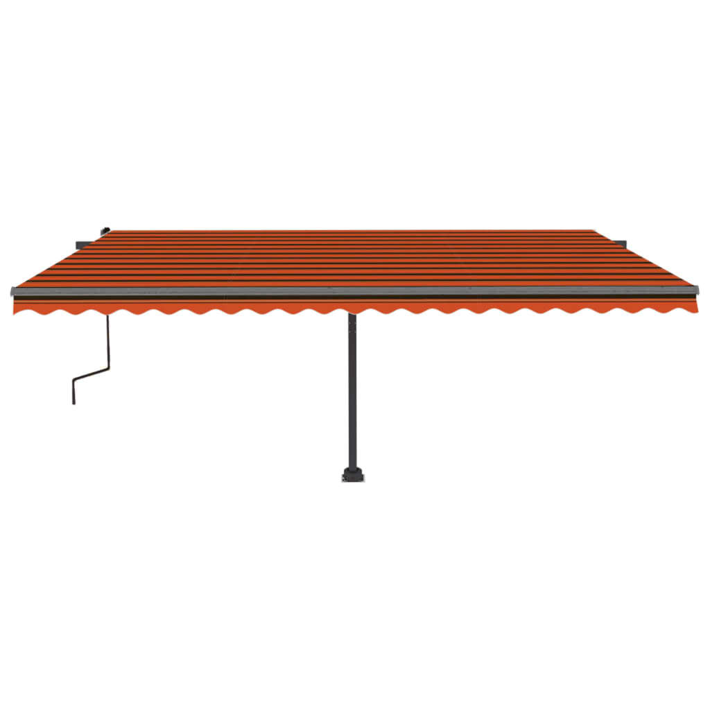 Vidaxl Luifel estendibile manualmente con arancione 500x300 cm a LED e marrone