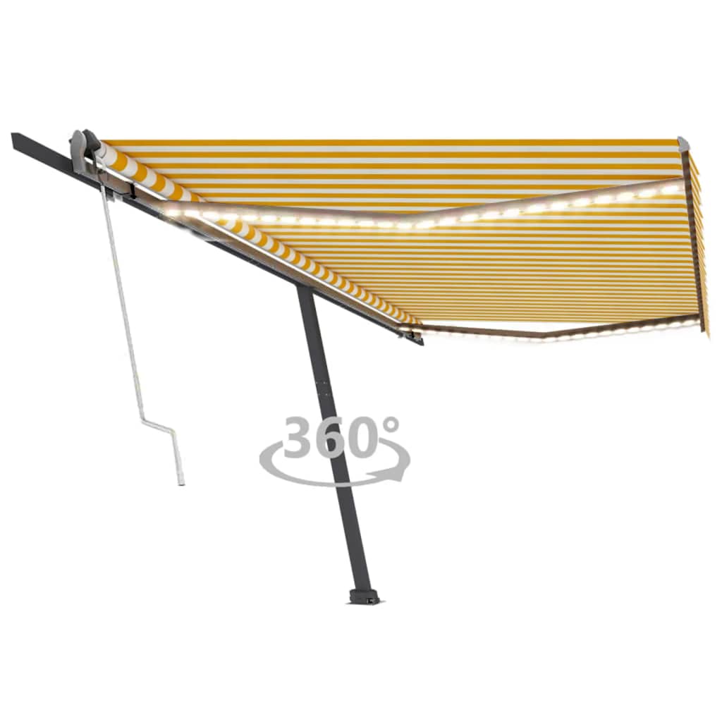 Vidaxl Luifel automático con sensor LED y viento de 500x300 cm amarillo y blanco