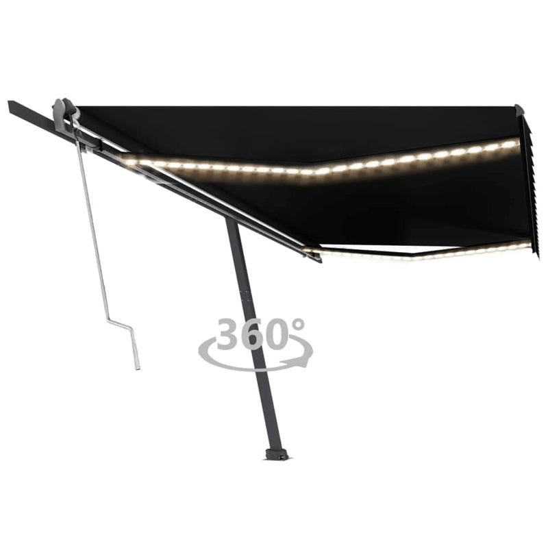 Vidaxl Luifel automatico con LED e sensore del vento 500x300 cm Antracite