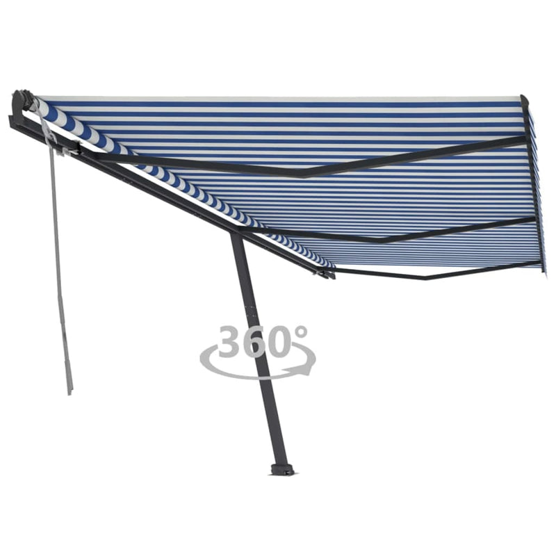 Vidaxl Luifel distaccato manualmente si estende 600x300 cm blu e bianco
