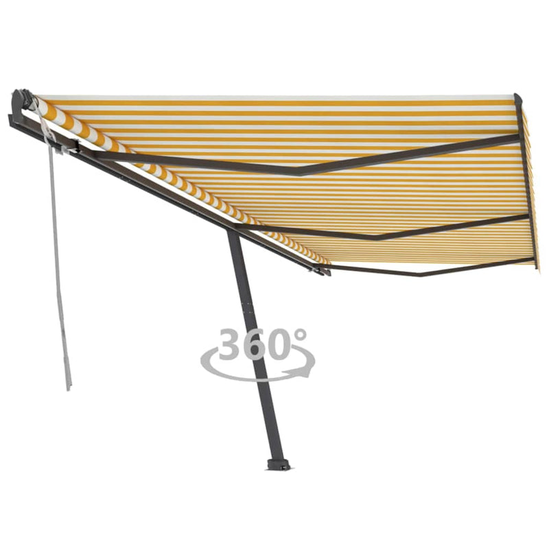 Vidaxl Luifel distaccato manualmente si estende 600x300 cm giallo e bianco