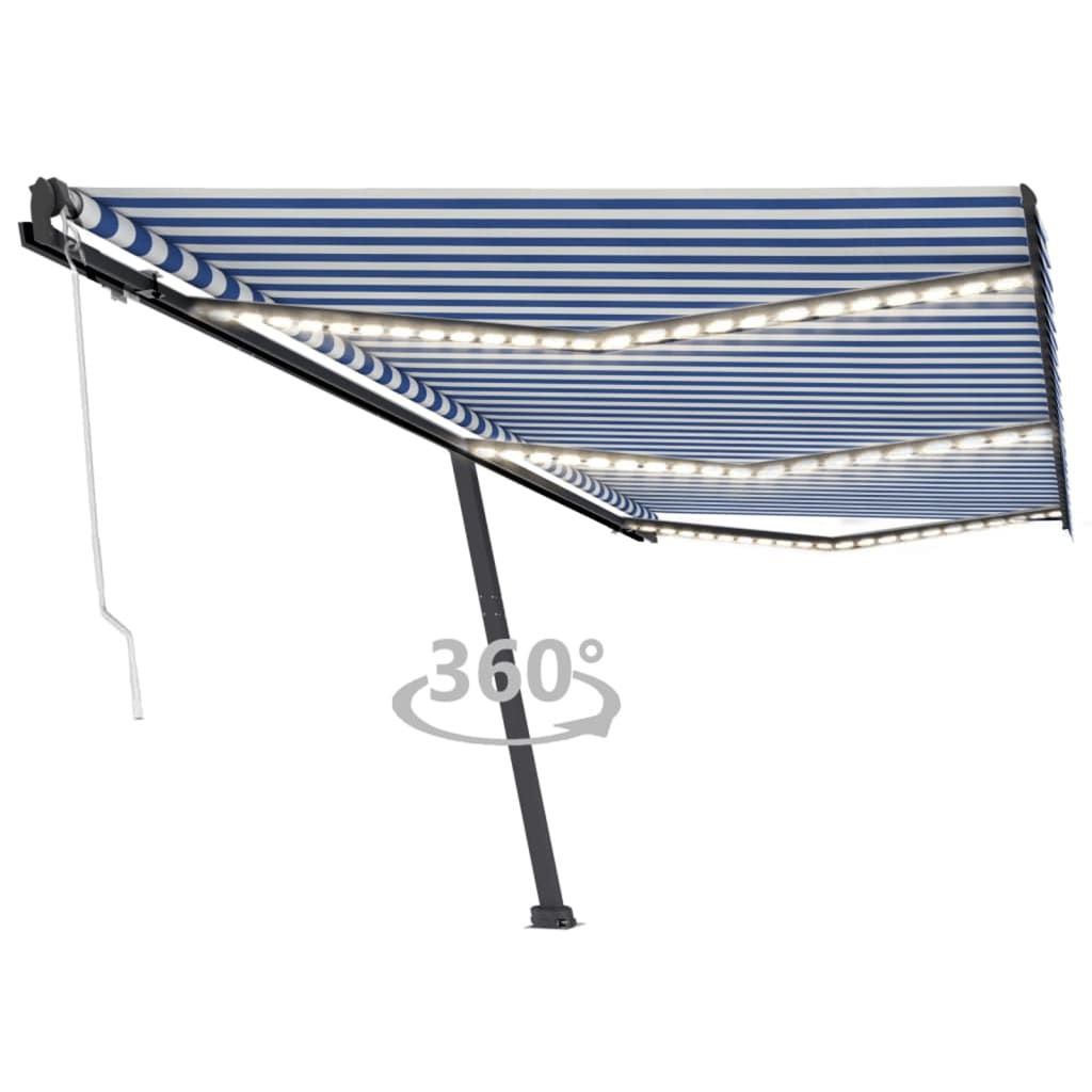 Vidaxl Luifel automatico con LED e sensore del vento 600x300 cm Bianco