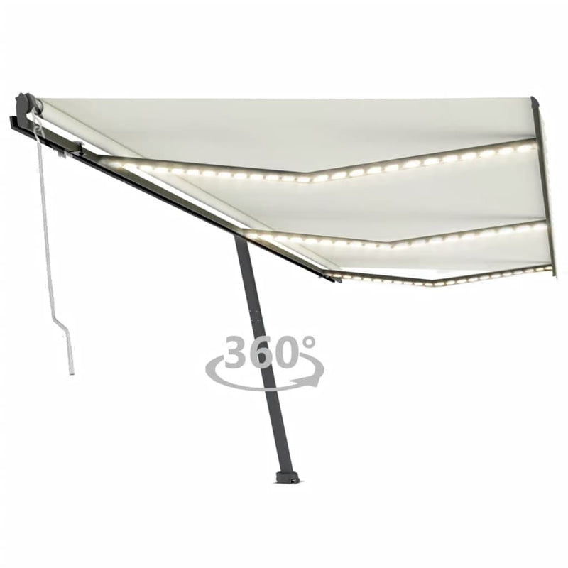 VidaXL Luifel automatisch met LED en windsensor 600x300 cm crèmekleur