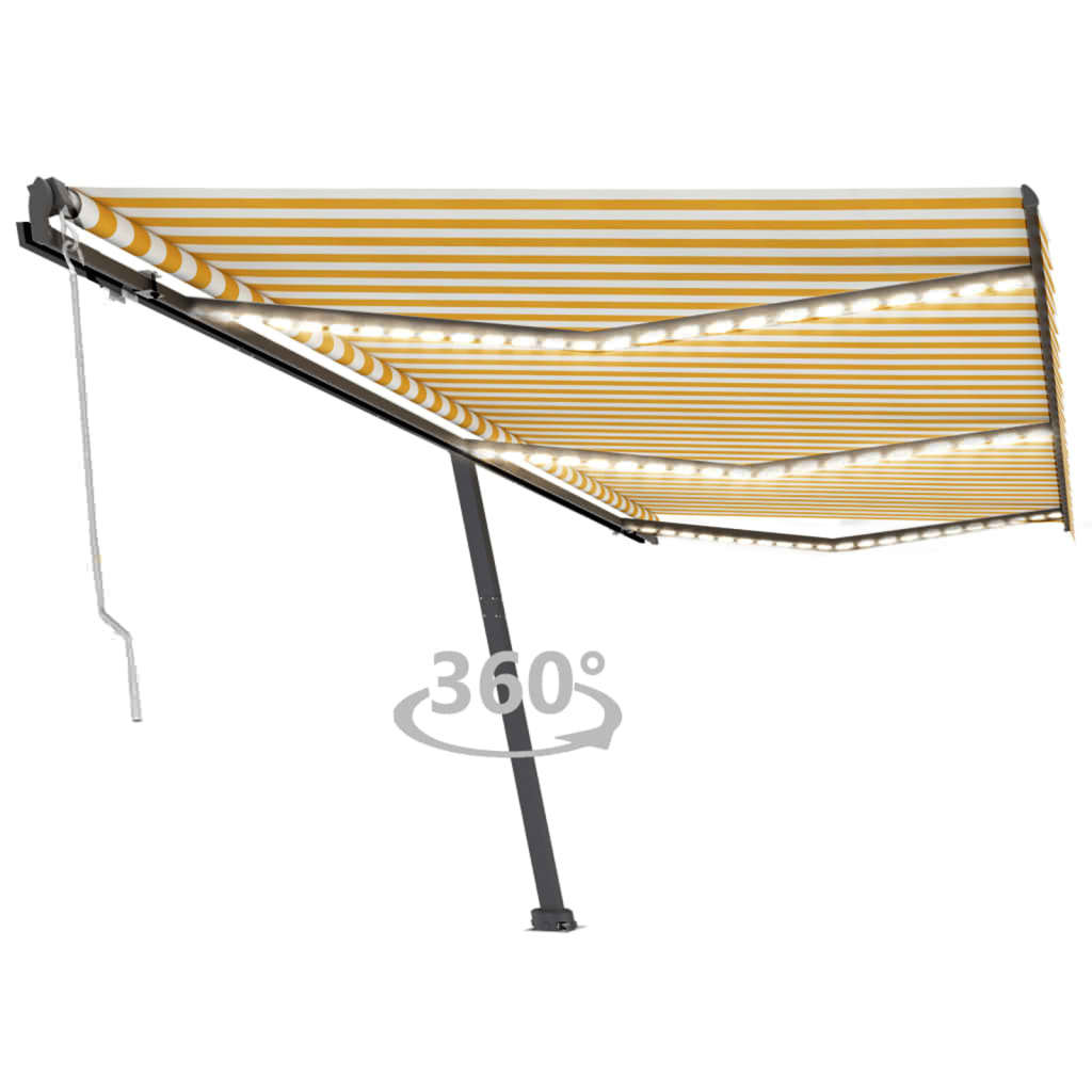 Vidaxl Luifel automático con sensor LED y viento de 600x300 cm amarillo y blanco