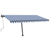 Vidaxl Luifel estendibile manualmente con LED 400x350 cm blu e bianco
