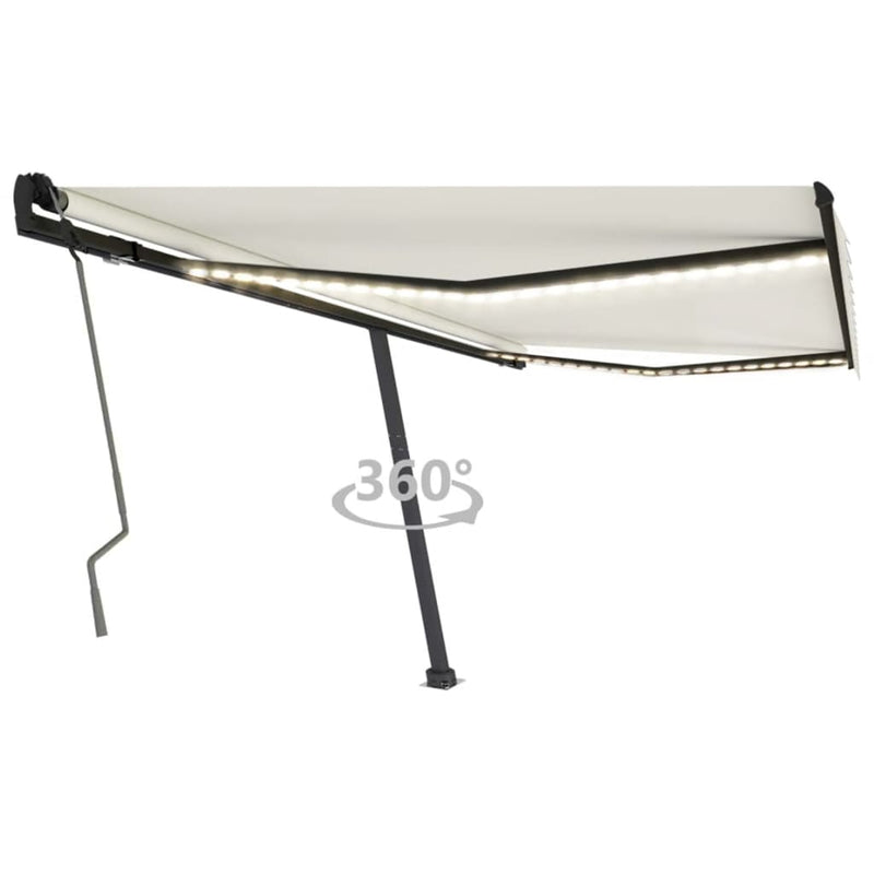 Vidaxl Luifel estendibile manualmente con crema a LED 400x350 cm