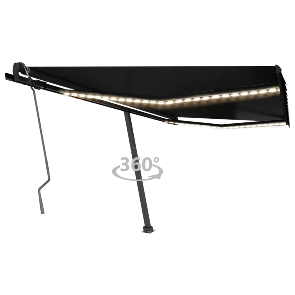 Vidaxl Luifel se puede extender manualmente con color antracita LED 400x350 cm