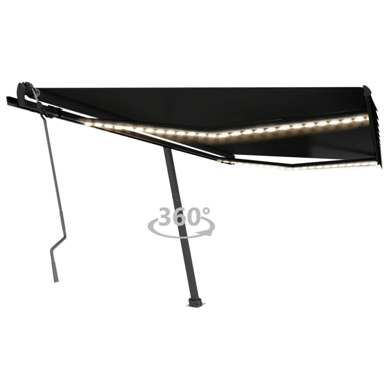 Vidaxl Luifel estendibile manualmente con colore antracite a LED 400x350 cm