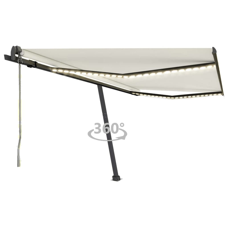 Vidaxl Luifel Automático con Color de crema LED y Sensor de viento de 400x350 cm