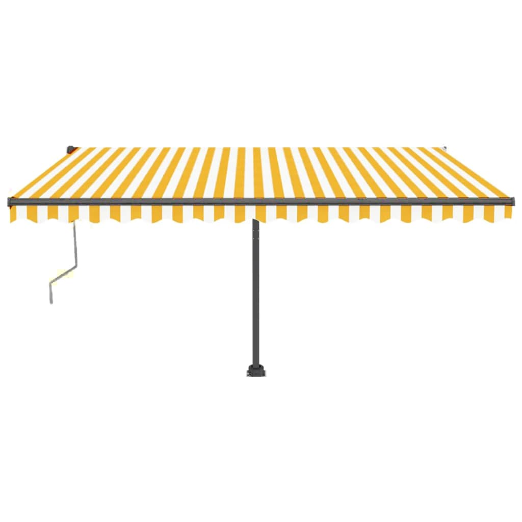 Vidaxl Luifel automático con sensor LED y viento 400x350 cm amarillo y blanco