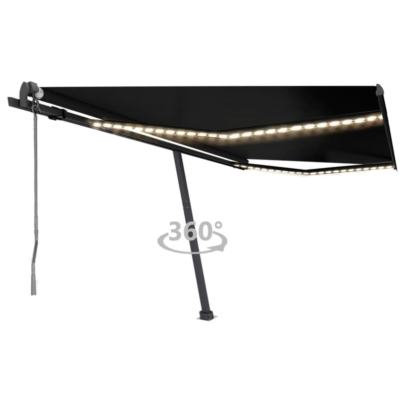 Vidaxl Luifel automatico con LED e sensore del vento 400x350 cm Antracite