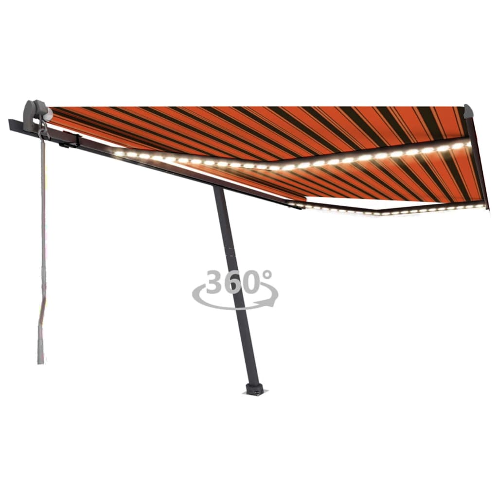 Vidaxl Luifel automático con sensor de viento LED 400x350 cm de color naranja