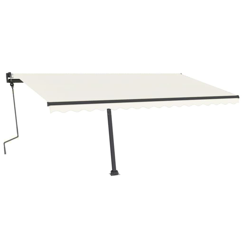 VidaXL Luifel vrijstaand handmatig uittrekbaar 450x350 cm crèmekleurig