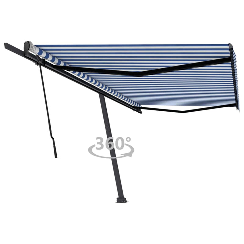 Vidaxl Luifel distaccato manualmente estende 500x350 cm blu e bianco