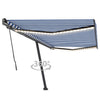 Vidaxl Luifel estendibile manualmente con LED 500x350 cm blu e bianco