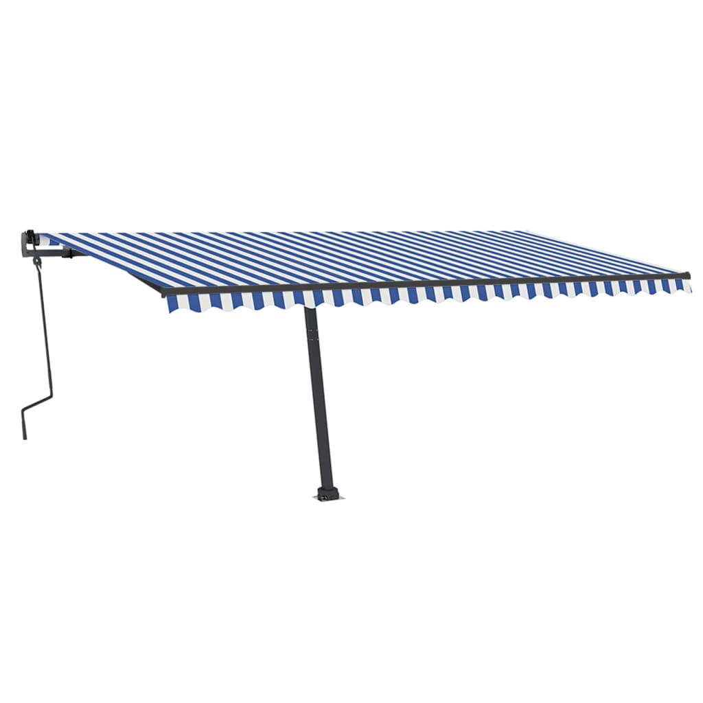 Vidaxl Luifel estendibile manualmente con LED 500x350 cm blu e bianco
