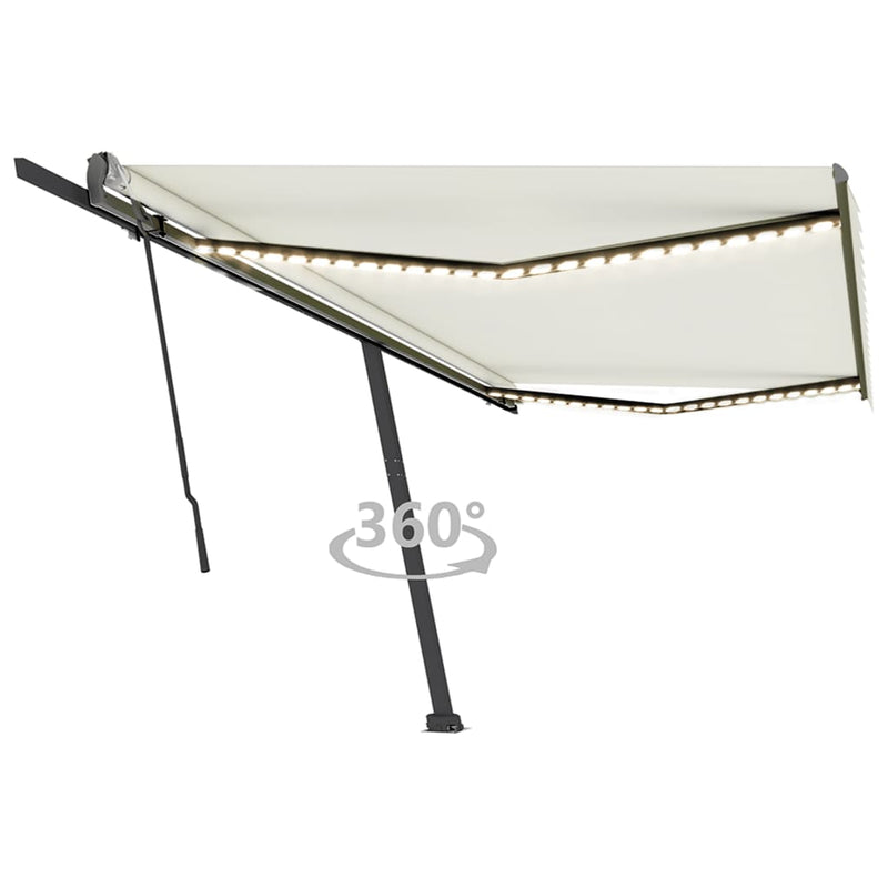 Vidaxl Luifel estendibile manualmente con crema LED 500x350 cm