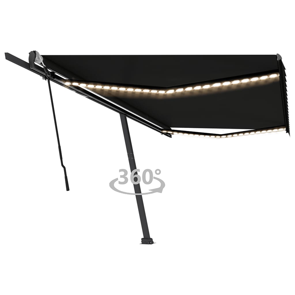 Vidaxl Luifel se puede extender manualmente con color antracita LED 500x350 cm