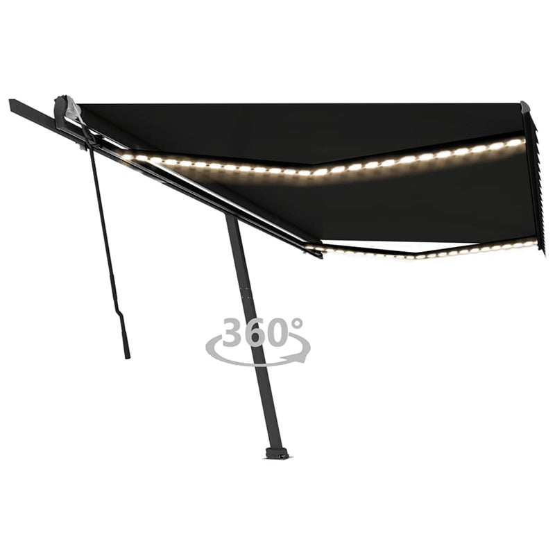 Vidaxl Luifel estendibile manualmente con colore antracite LED 500x350 cm