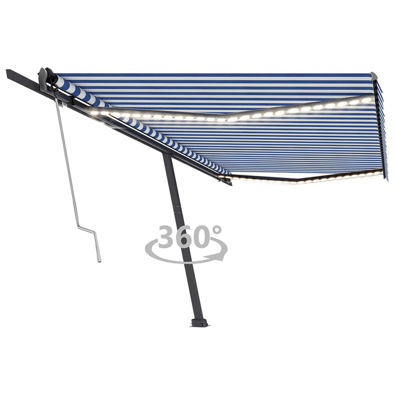 Vidaxl Luifel automatico con LED e sensore del vento 500x350 cm Bianco