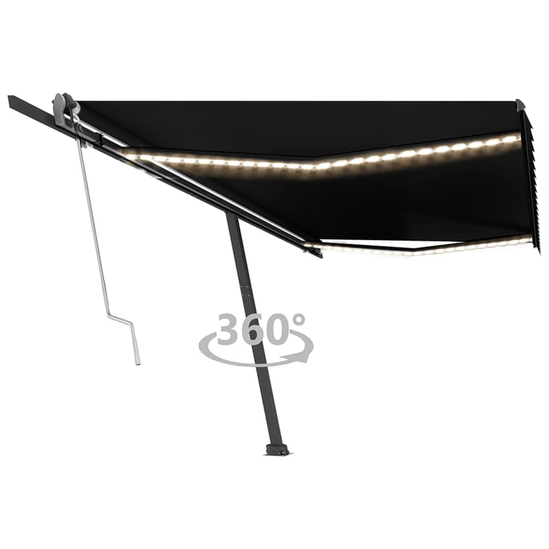 Vidaxl Luifel automatico con LED e sensore del vento 500x350 cm Antracite