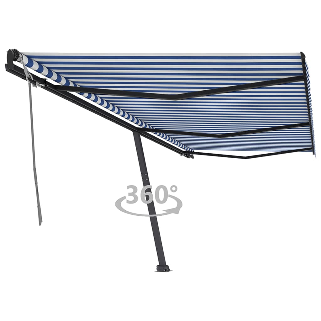 Vidaxl Luifel distaccato manualmente si estende 600x350 cm blu e bianco