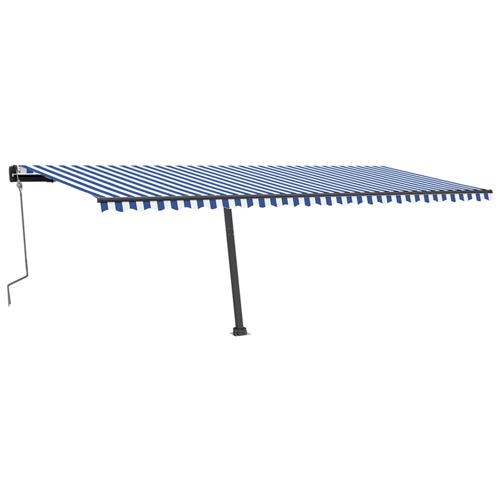 Vidaxl Luifel distaccato manualmente si estende 600x350 cm blu e bianco