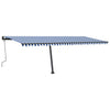 VidaXL Luifel handmatig uittrekbaar met LED 600x350 cm blauw en wit
