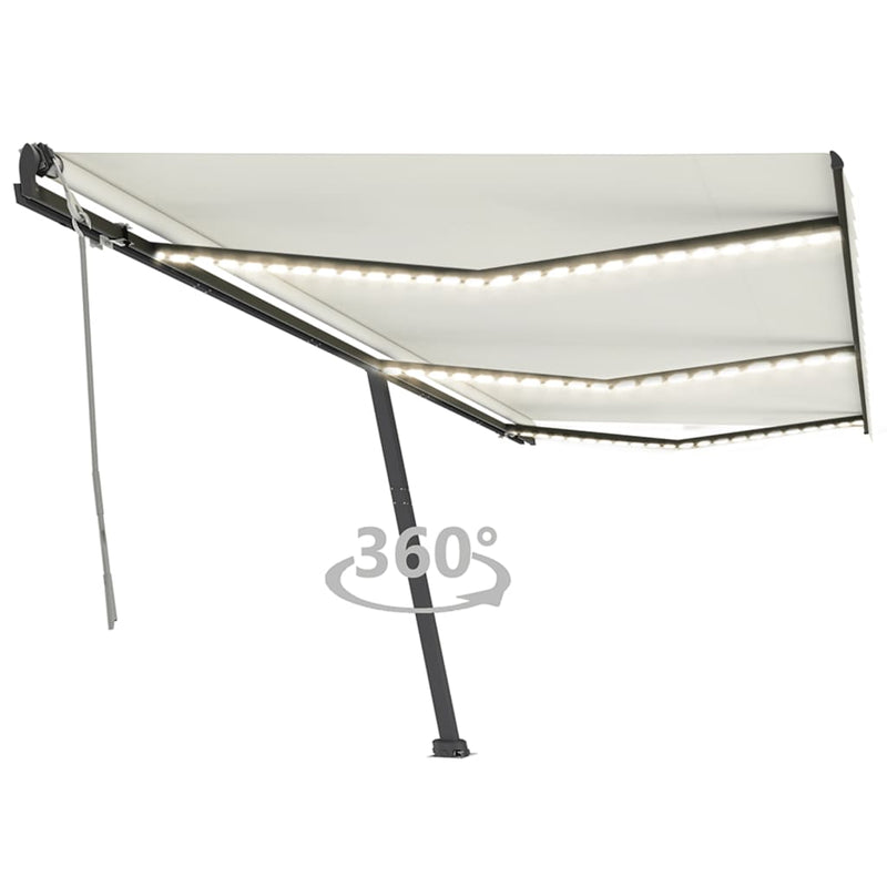 Vidaxl Luifel estendibile manualmente con crema LED 600x350 cm