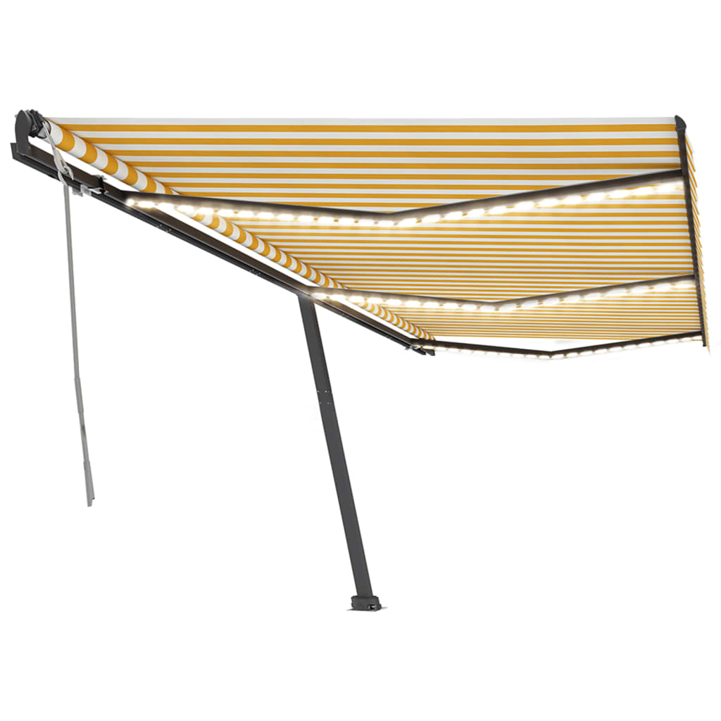 Vidaxl Luifel estendibile manualmente con LED 600x350 cm giallo e bianco