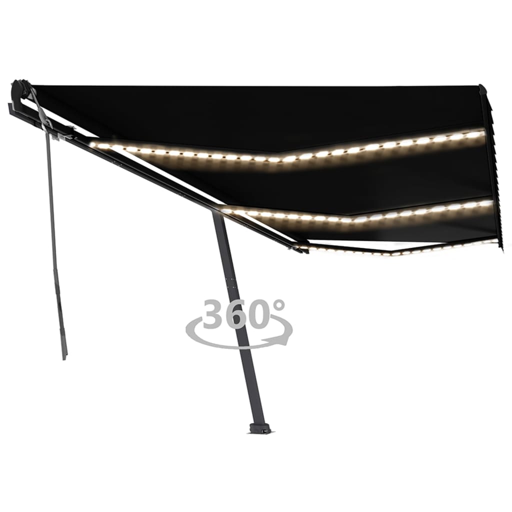 Vidaxl Luifel se puede extender manualmente con color antracita LED 600x350 cm