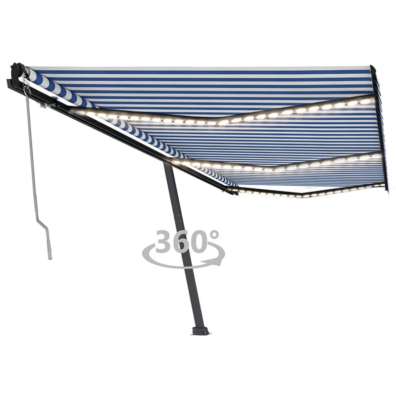 Vidaxl Luifel automatico con LED e sensore del vento 600x350 cm Bianco