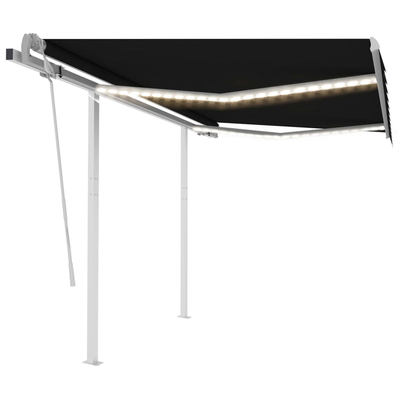 Vidaxl Luifel estendibile manualmente con antracite 3x2,5 M LED